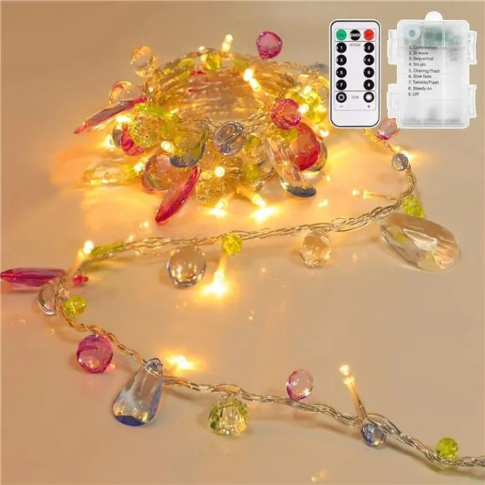 Battery Operated Fairy String Lights Warm White LED Remote Timer 8 Modes
